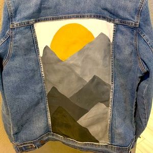 COPY - Hand painted jean jacket with mountain scape